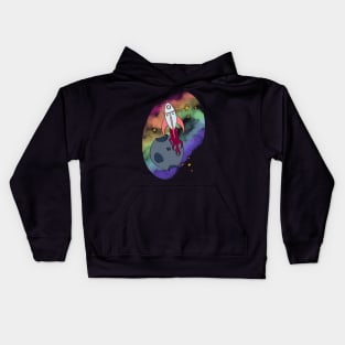 Retro Rocket Rainbow Galaxy Kids Hoodie